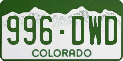 CO license plate 996DWD