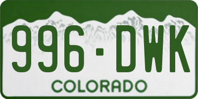 CO license plate 996DWK