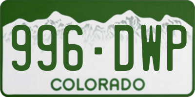 CO license plate 996DWP