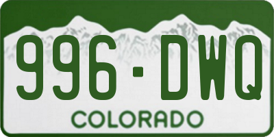 CO license plate 996DWQ