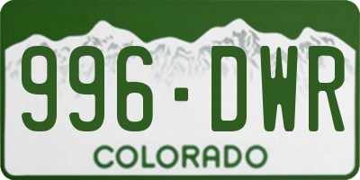 CO license plate 996DWR