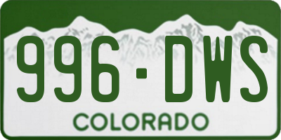 CO license plate 996DWS