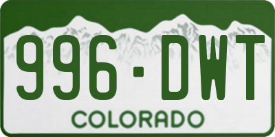 CO license plate 996DWT
