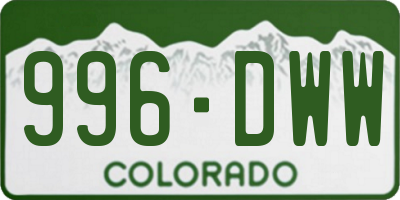 CO license plate 996DWW