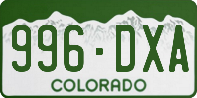 CO license plate 996DXA