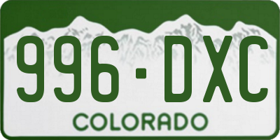 CO license plate 996DXC