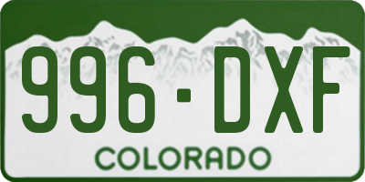 CO license plate 996DXF