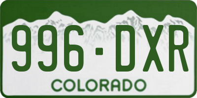 CO license plate 996DXR