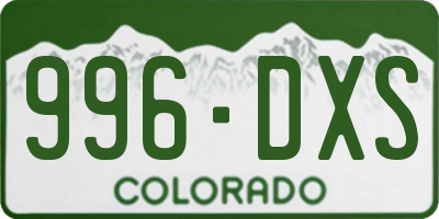 CO license plate 996DXS