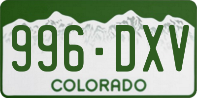 CO license plate 996DXV