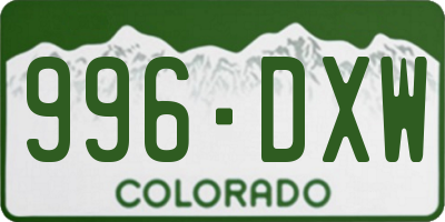 CO license plate 996DXW