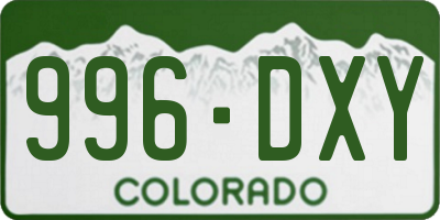 CO license plate 996DXY