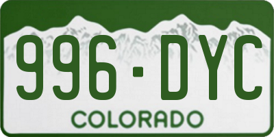 CO license plate 996DYC