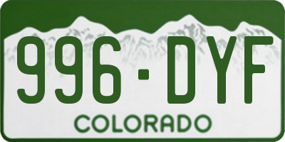 CO license plate 996DYF