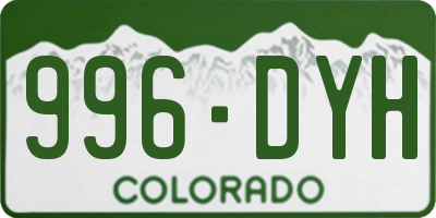 CO license plate 996DYH