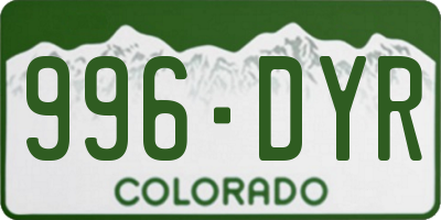 CO license plate 996DYR