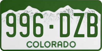 CO license plate 996DZB