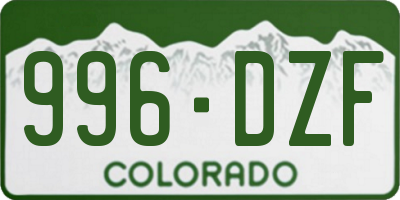 CO license plate 996DZF