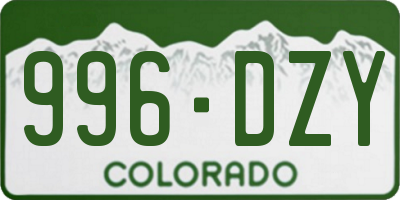 CO license plate 996DZY