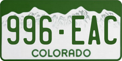 CO license plate 996EAC