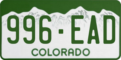 CO license plate 996EAD