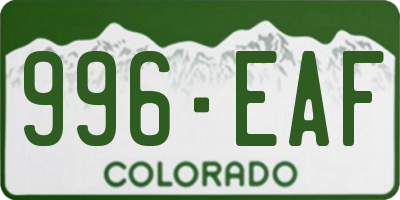 CO license plate 996EAF