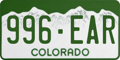 CO license plate 996EAR