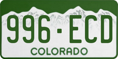 CO license plate 996ECD