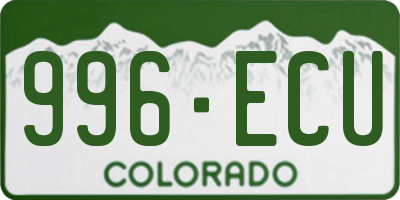 CO license plate 996ECU