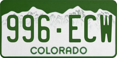 CO license plate 996ECW