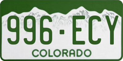 CO license plate 996ECY