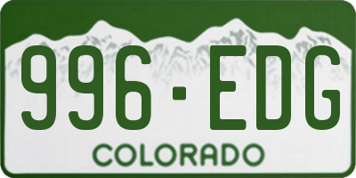 CO license plate 996EDG