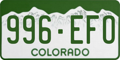 CO license plate 996EFO