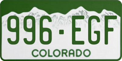 CO license plate 996EGF