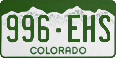 CO license plate 996EHS