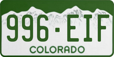 CO license plate 996EIF