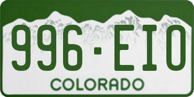 CO license plate 996EIO