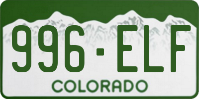 CO license plate 996ELF