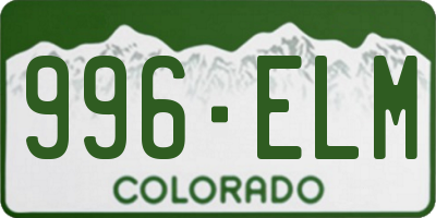 CO license plate 996ELM