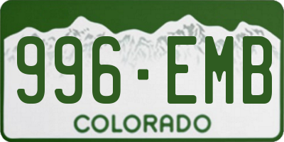 CO license plate 996EMB