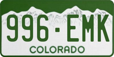 CO license plate 996EMK