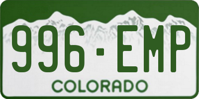 CO license plate 996EMP