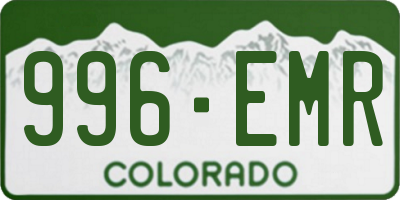 CO license plate 996EMR