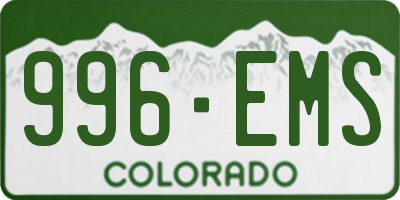 CO license plate 996EMS