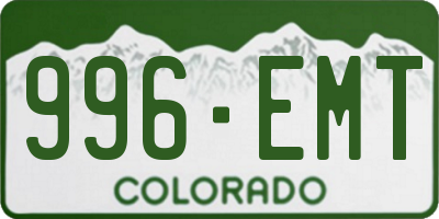 CO license plate 996EMT