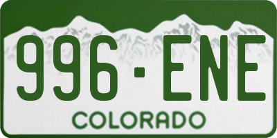 CO license plate 996ENE