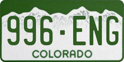 CO license plate 996ENG