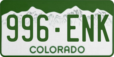 CO license plate 996ENK