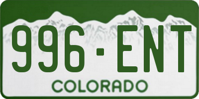 CO license plate 996ENT