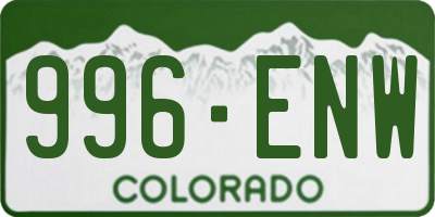 CO license plate 996ENW